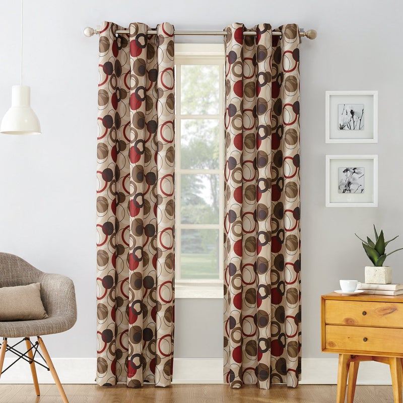 No. 918 43108 Celestial Geometric Print Grommet Curtain Panel, 48" x 63", Paprika Red - Image 1